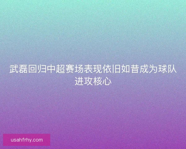 武磊回归中超赛场表现依旧如昔成为球队进攻核心