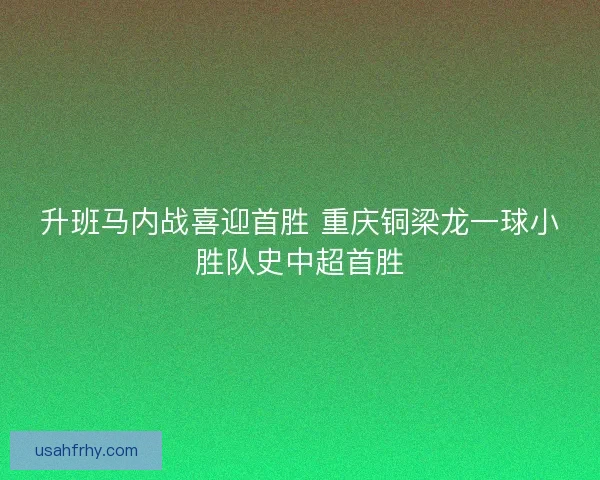 升班马内战喜迎首胜 重庆铜梁龙一球小胜队史中超首胜