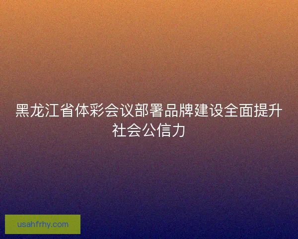 黑龙江省体彩会议部署品牌建设全面提升社会公信力